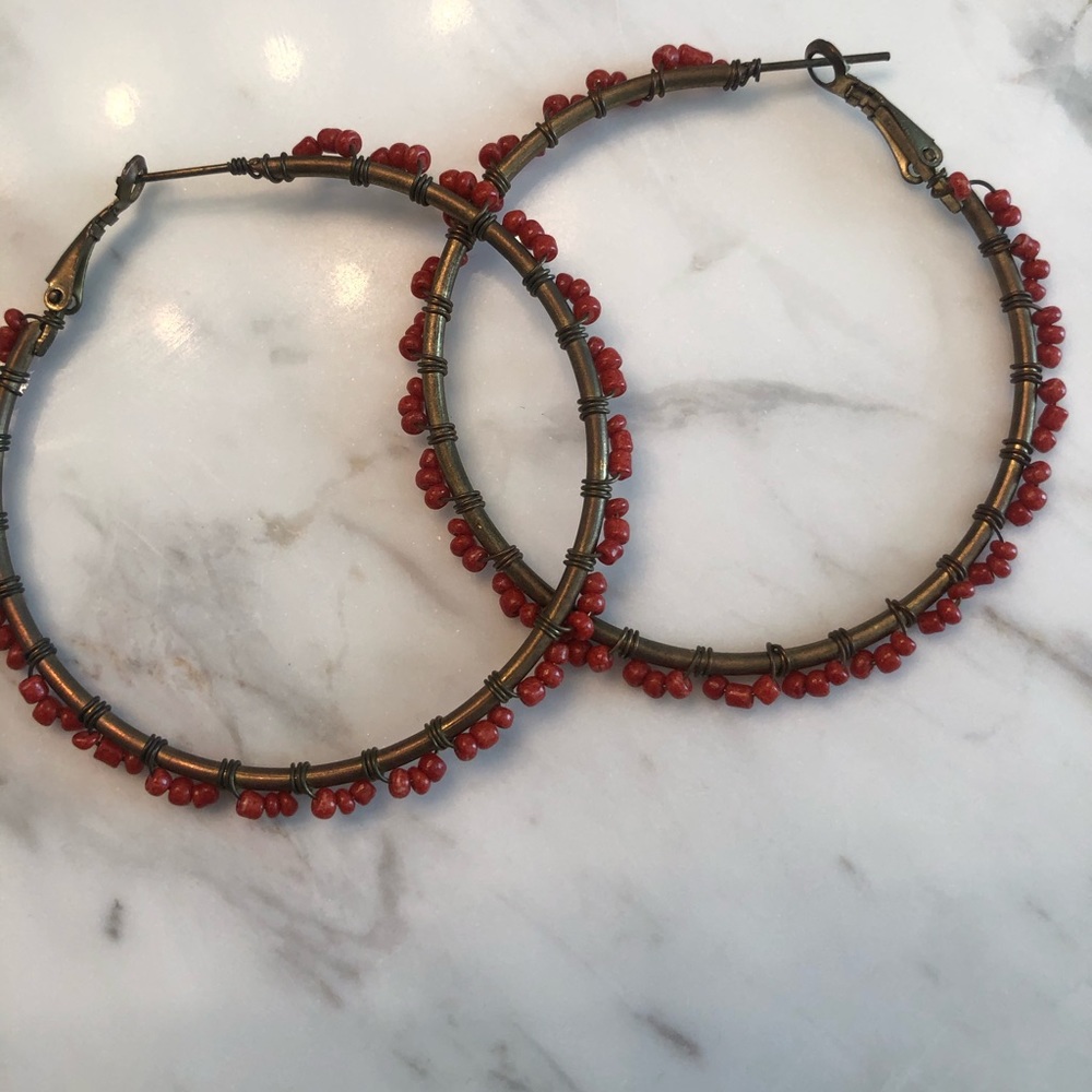 Boho Beaded Large Hoops